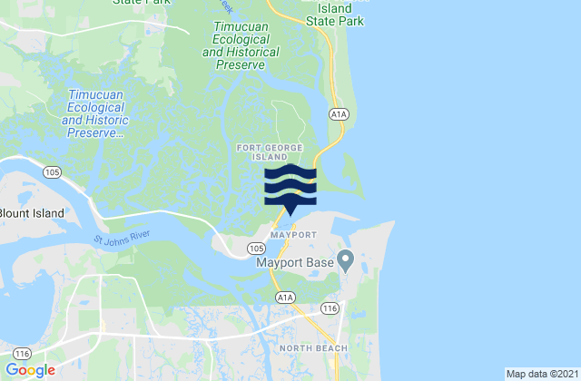 Mappa delle maree di Mayport (bar Pilot Dock), United States