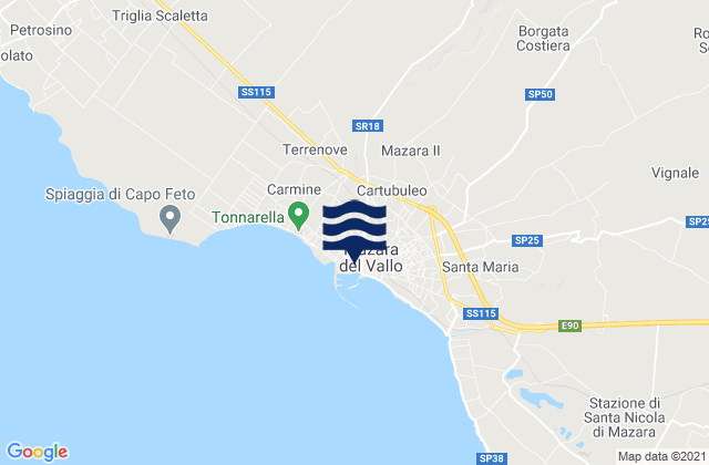 Mappa delle maree di Mazara II, Italy