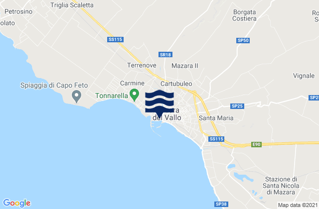Mappa delle maree di Mazara del Vallo, Italy