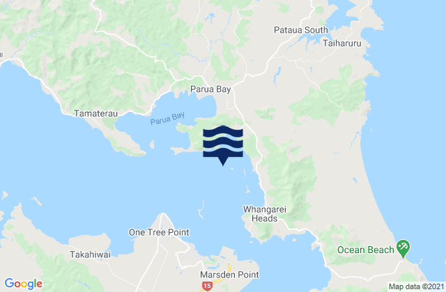 Mappa delle maree di McLeod Bay, New Zealand