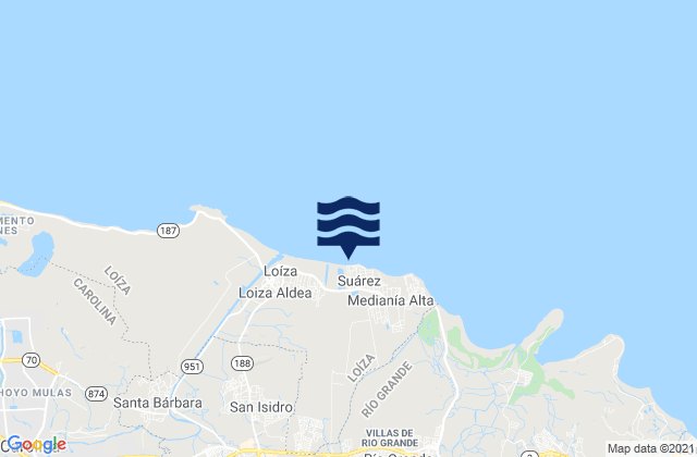 Mappa delle maree di Medianía Baja Barrio, Puerto Rico