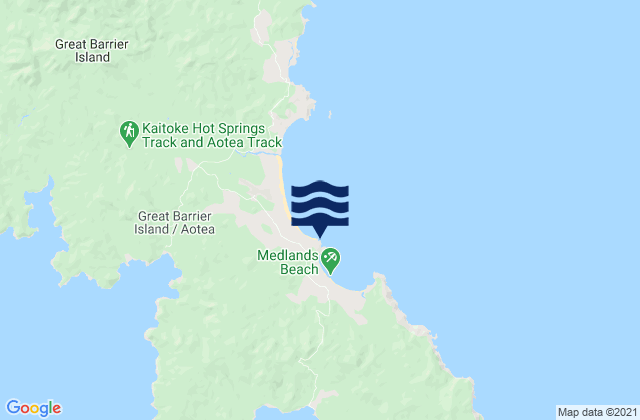 Mappa delle maree di Medlands Beach, New Zealand