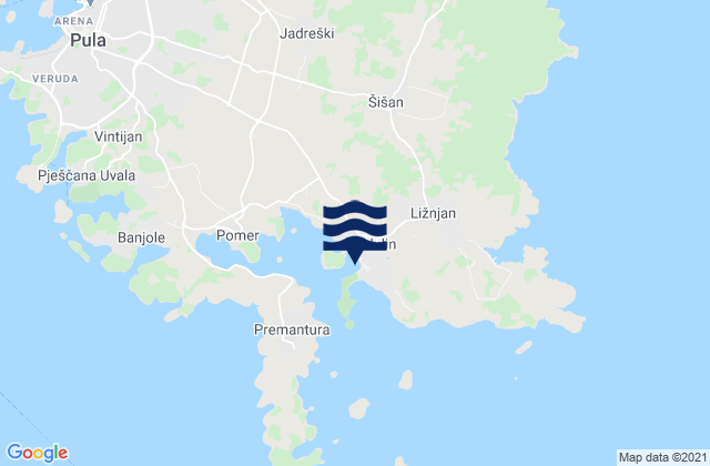 Mappa delle maree di Medulin, Croatia