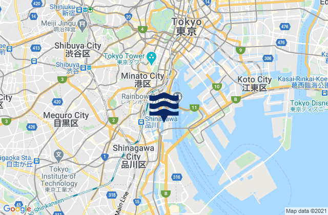 Mappa delle maree di Meguro-ku, Japan