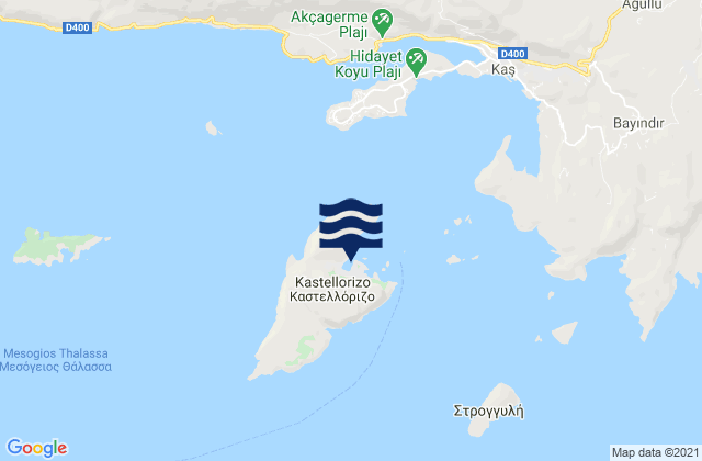 Mappa delle maree di Megísti, Greece