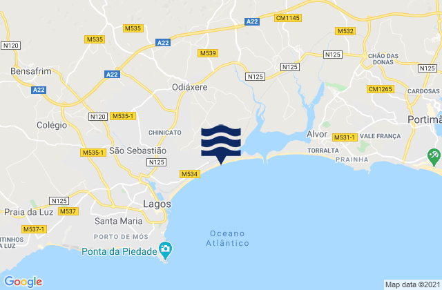 Mappa delle maree di Meia Praia, Portugal