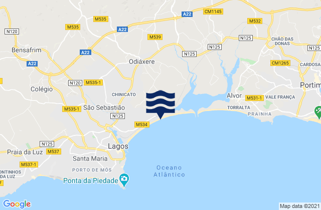 Mappa delle maree di Meia Praia, Portugal