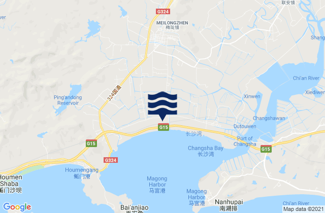 Mappa delle maree di Meilong, China