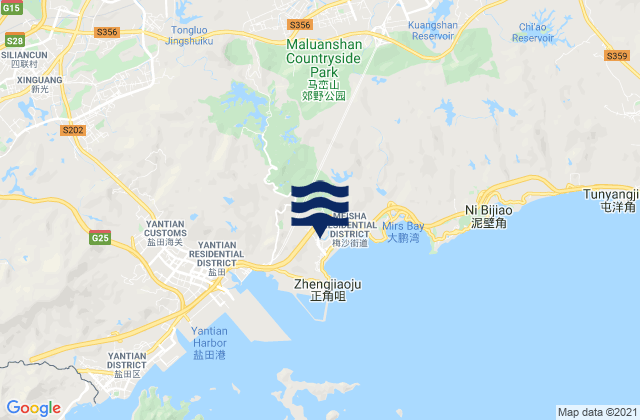 Mappa delle maree di Meisha, China