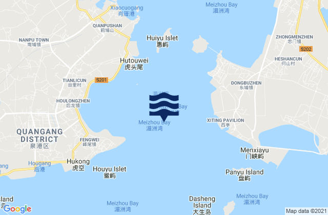 Mappa delle maree di Meizhou Wan, China