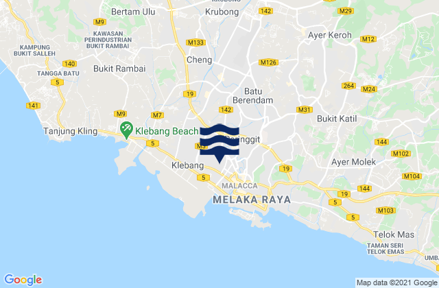 Mappa delle maree di Melaka, Malaysia