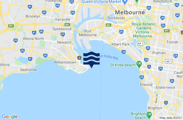 Mappa delle maree di Melbourne (Williamstown), Australia