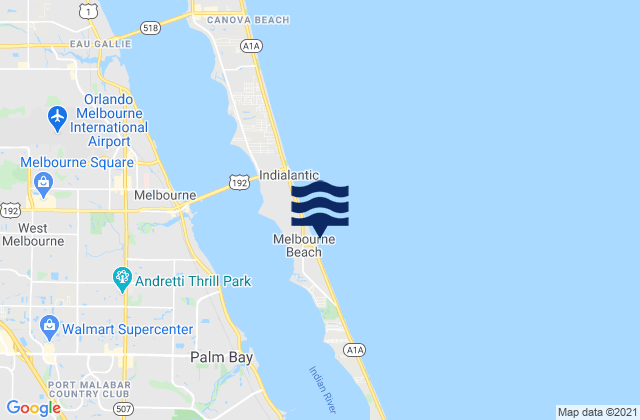 Mappa delle maree di Melbourne Beach, United States