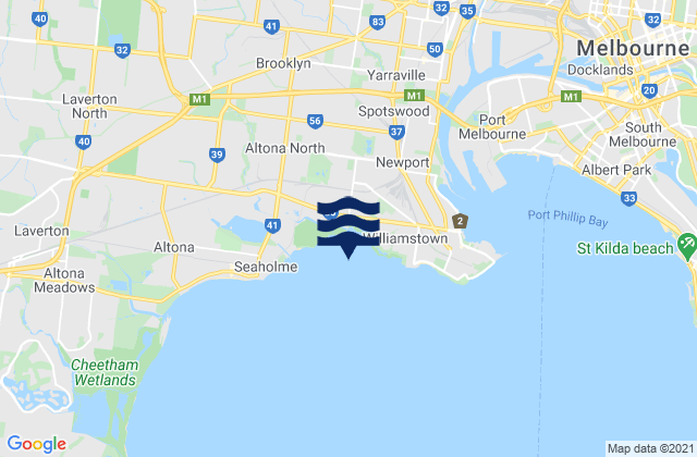 Mappa delle maree di Melbourne, Australia