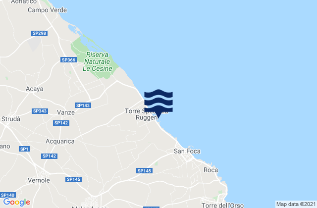 Mappa delle maree di Melendugno, Italy