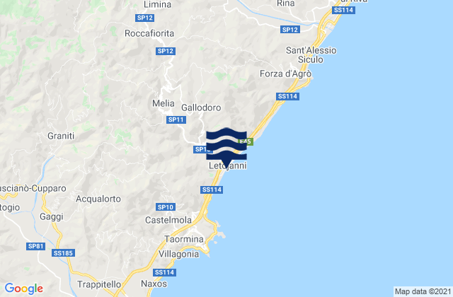 Mappa delle maree di Melia, Italy