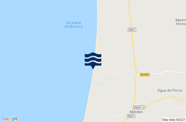 Mappa delle maree di Melides, Portugal