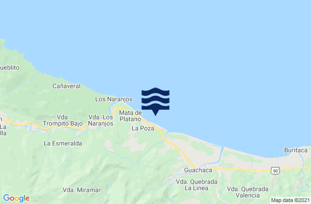Mappa delle maree di Mendihuaca, Colombia