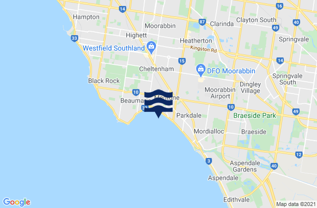 Mappa delle maree di Mentone, Australia