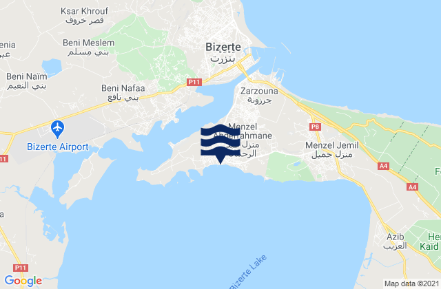 Mappa delle maree di Menzel Abderhaman, Tunisia