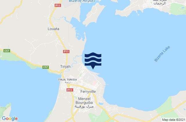Mappa delle maree di Menzel Bourguiba, Tunisia