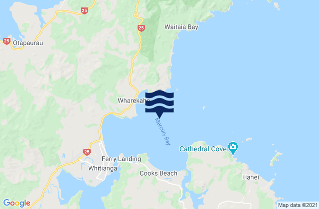 Mappa delle maree di Mercury Bay, New Zealand