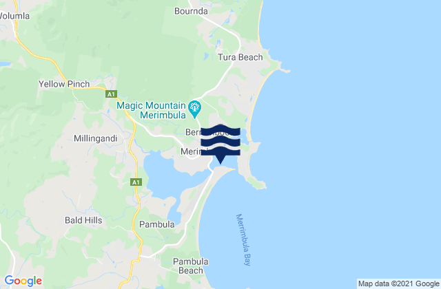 Mappa delle maree di Merimbula, Australia