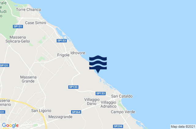 Mappa delle maree di Merine, Italy