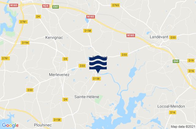 Mappa delle maree di Merlevenez, France