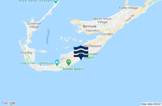 Mappa delle maree di Mermaid Beach, Bermuda