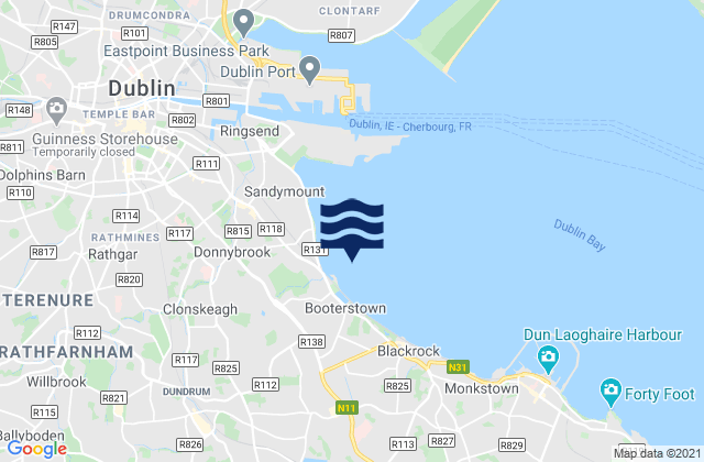 Mappa delle maree di Merrion Strand, Ireland