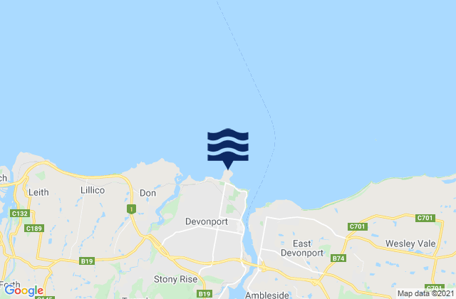 Mappa delle maree di Mersey Bluff Lighthouse, Australia