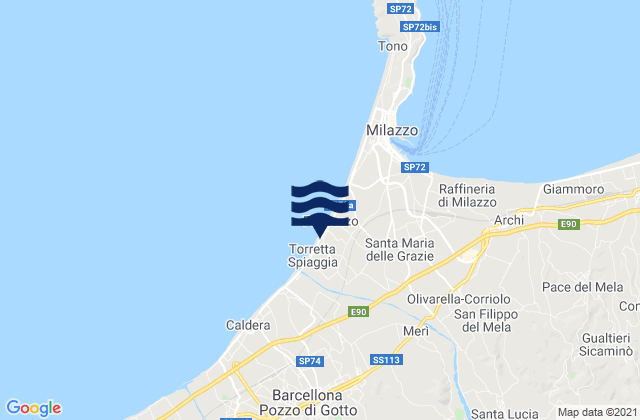 Mappa delle maree di Merì, Italy