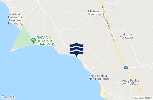 Mappa delle maree di Mesiméri, Greece