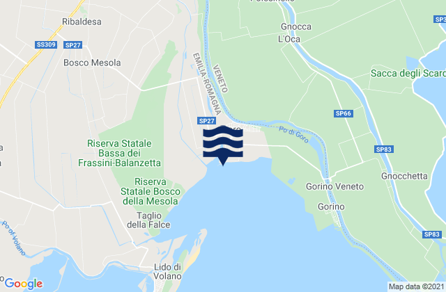 Mappa delle maree di Mesola, Italy