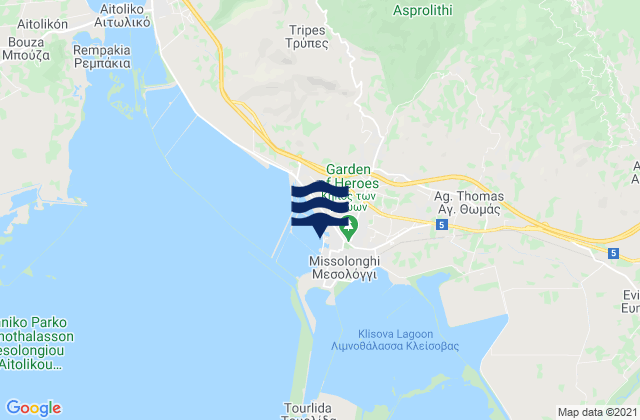 Mappa delle maree di Mesolóngi, Greece