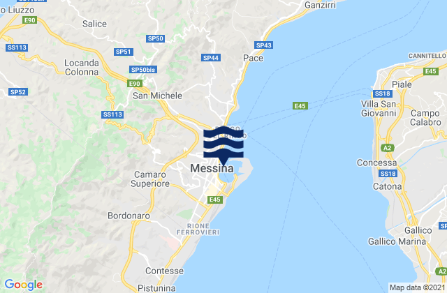 Mappa delle maree di Messina, Italy