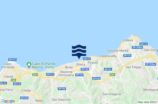 Mappa delle maree di Messina, Italy