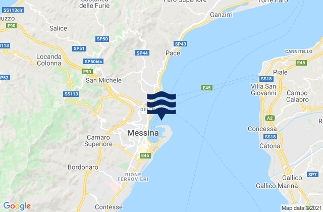 Mappa delle maree di Messina Sicily, Italy