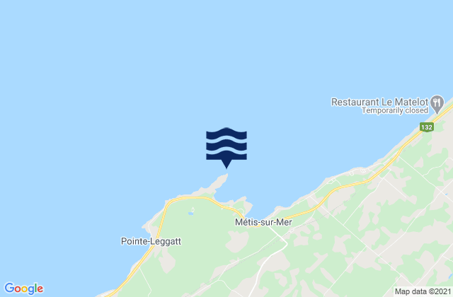 Mappa delle maree di Metis-sur-Mer, Canada