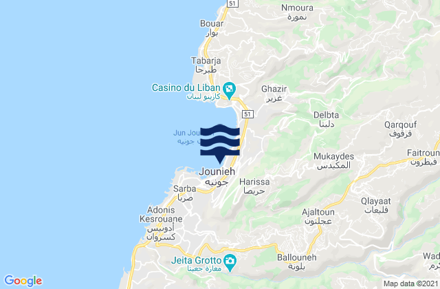 Mappa delle maree di Metn District, Lebanon