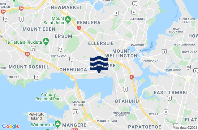 Mappa delle maree di Metroport Auckland, New Zealand