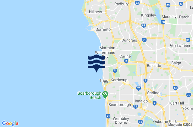 Mappa delle maree di Mettams Pool, Australia