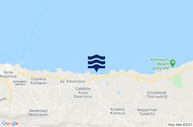 Mappa delle maree di Mia Miliá, Cyprus