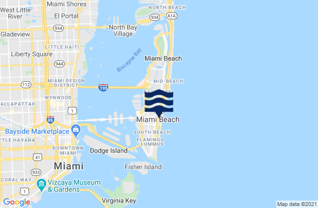 Mappa delle maree di Miami Beach, United States