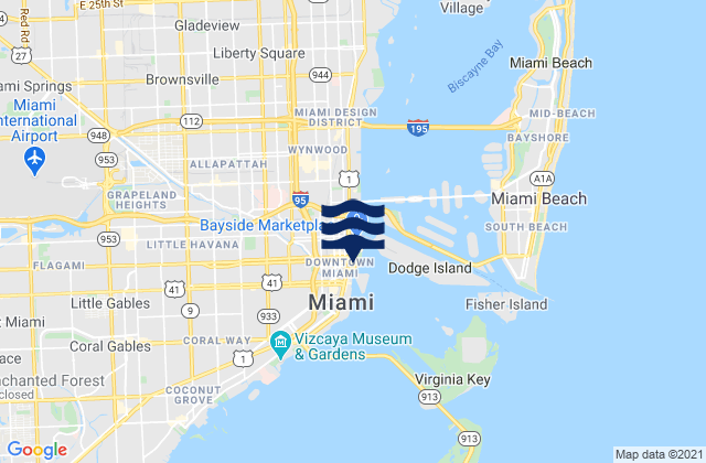 Mappa delle maree di Miami, United States