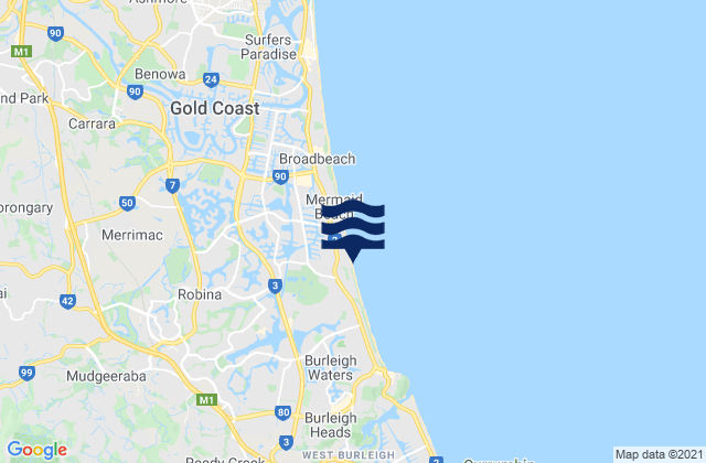 Mappa delle maree di Miami State High School, Australia