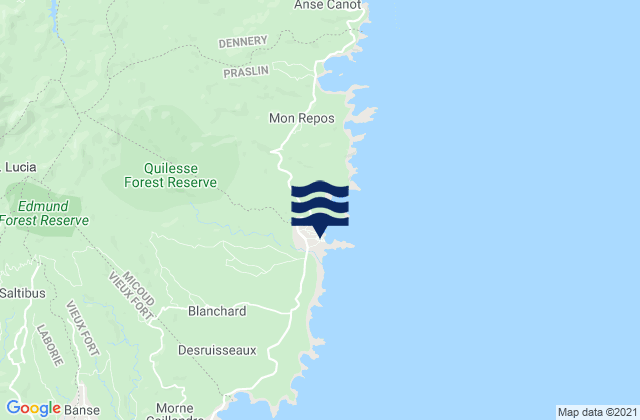 Mappa delle maree di Micoud, Saint Lucia