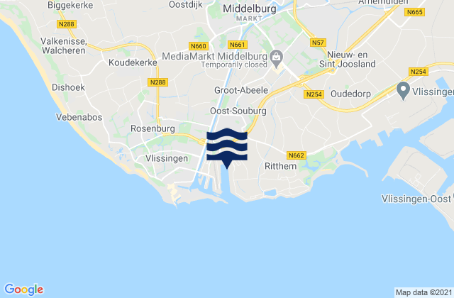 Mappa delle maree di Middelburg, Netherlands