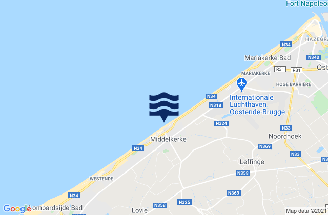 Mappa delle maree di Middelkerke, Belgium